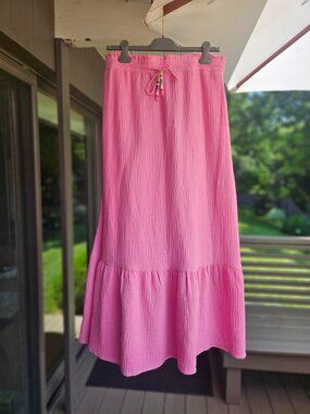 NWOT Lisa Todd Hot Pink Cottom Boho Maxi Skirt, Size M